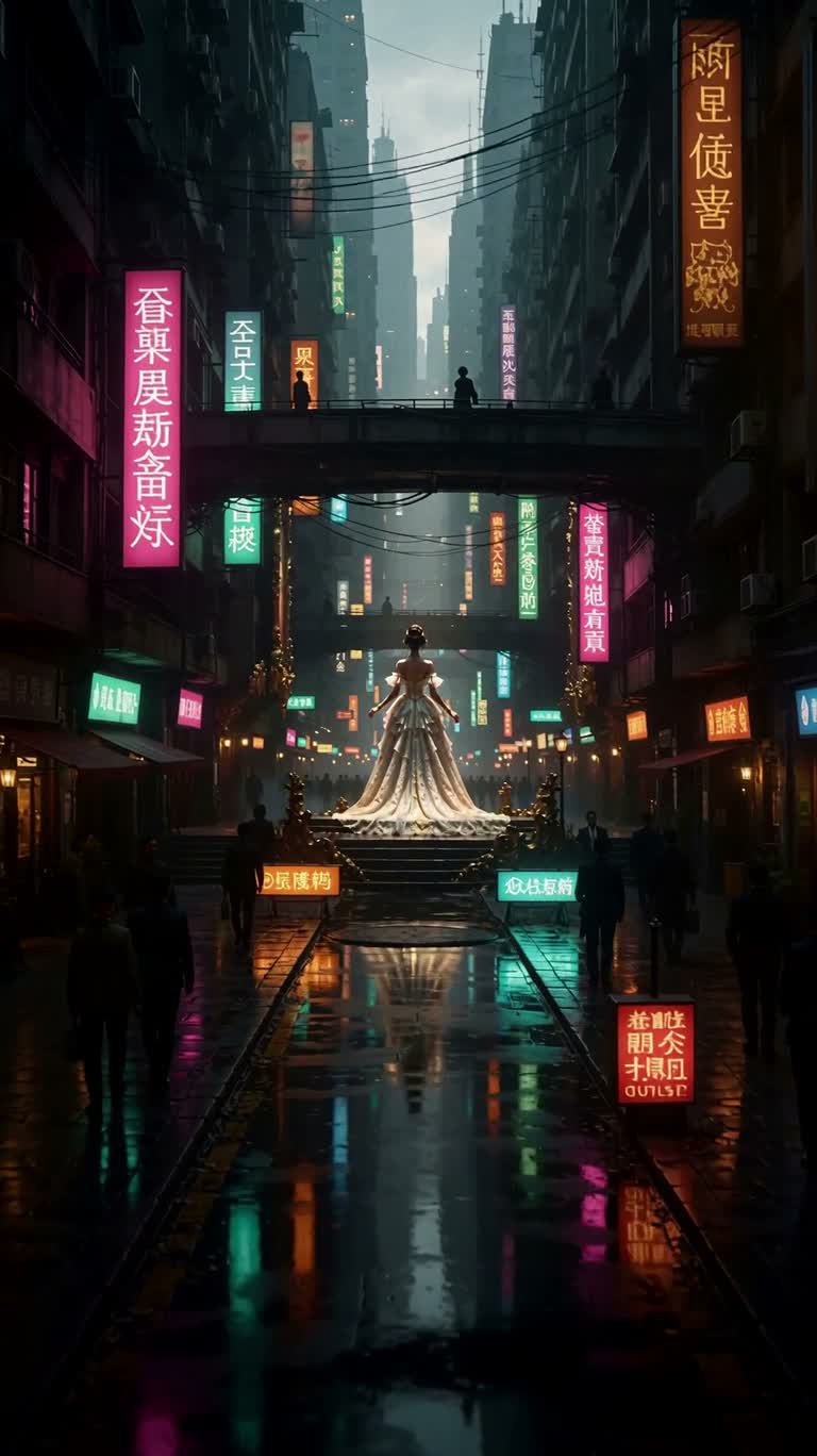洛可可赛博朋克城市肖像 — AI video creation
