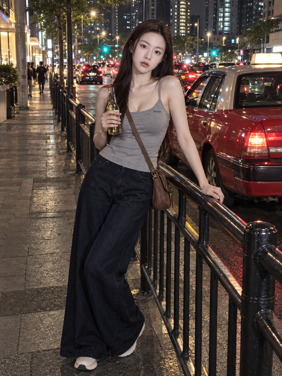 东亚女性都市夜景手机街拍 — AI image creation