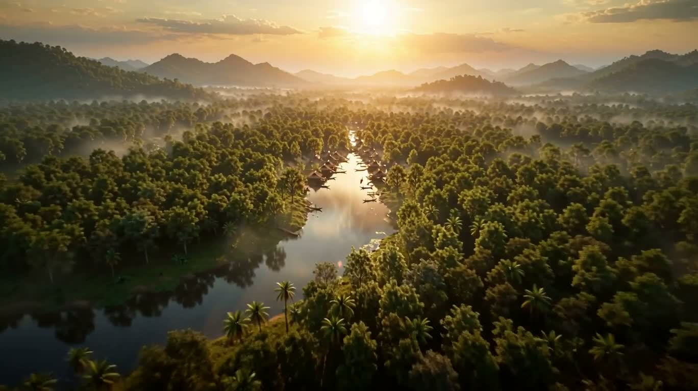 Golden Dawn Over the Nishada River Kingdom — AI video creation