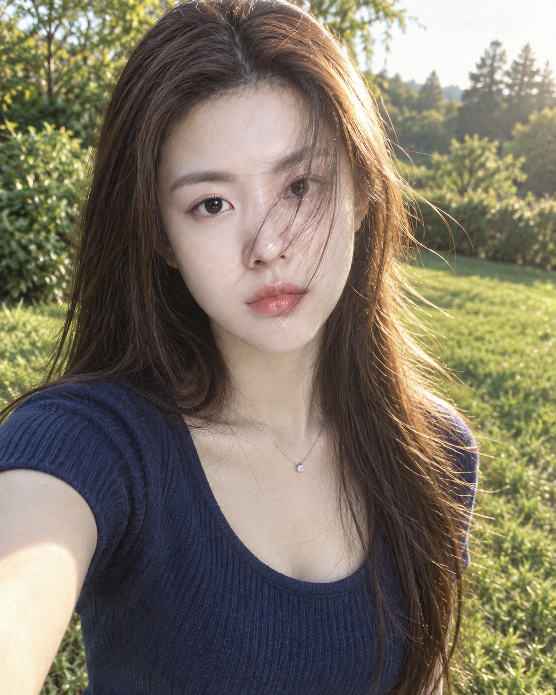 草地花园 CCD 风格风吹人像 — AI image creation