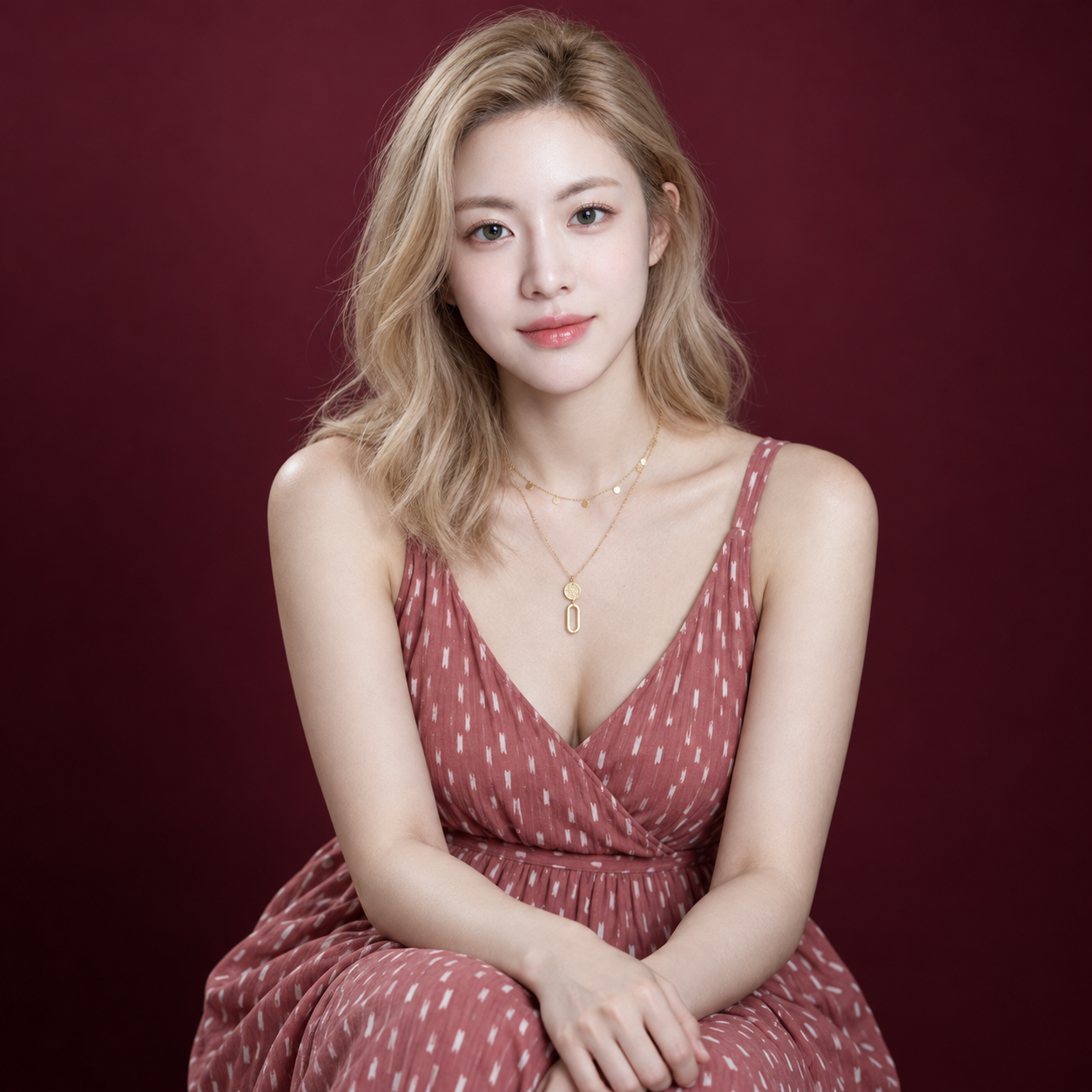 8K超清金发碧眼女性的温柔影棚肖像 — AI image creation