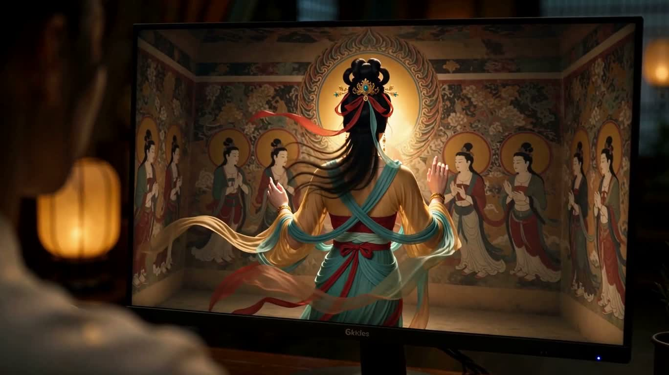 飞天神女穿越屏幕 — AI video creation