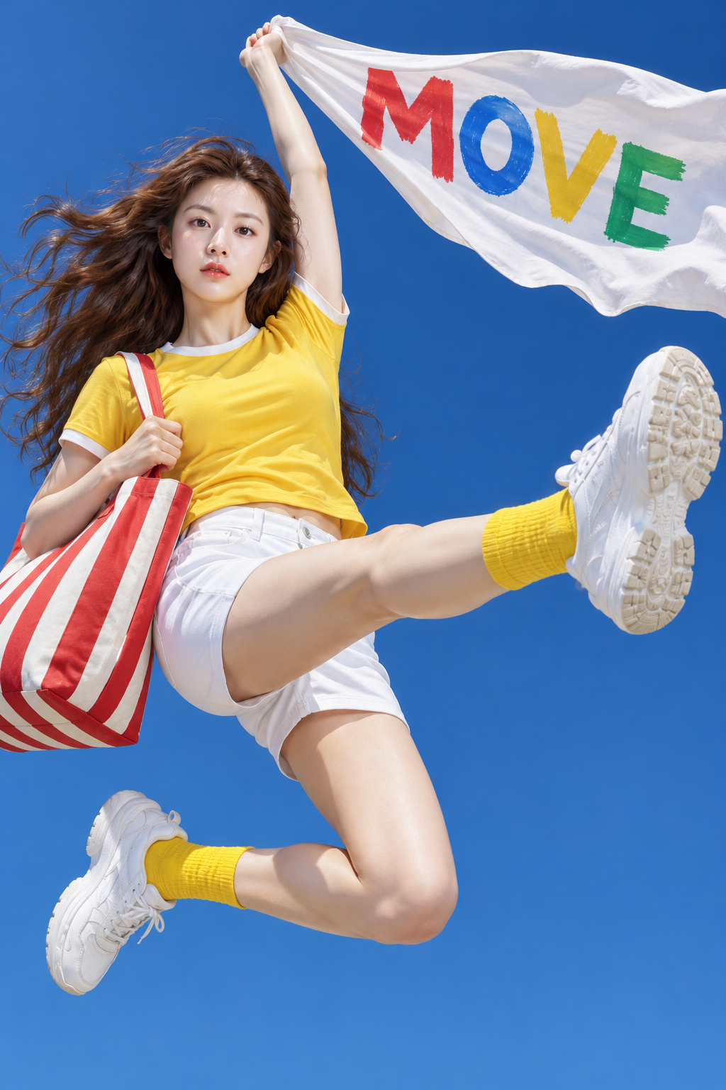 凌空跃舞艳阳少女