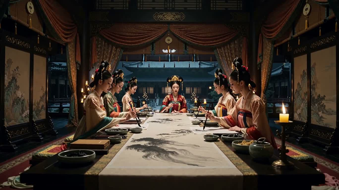 Elegant Gathering of Palace Ladies Scroll