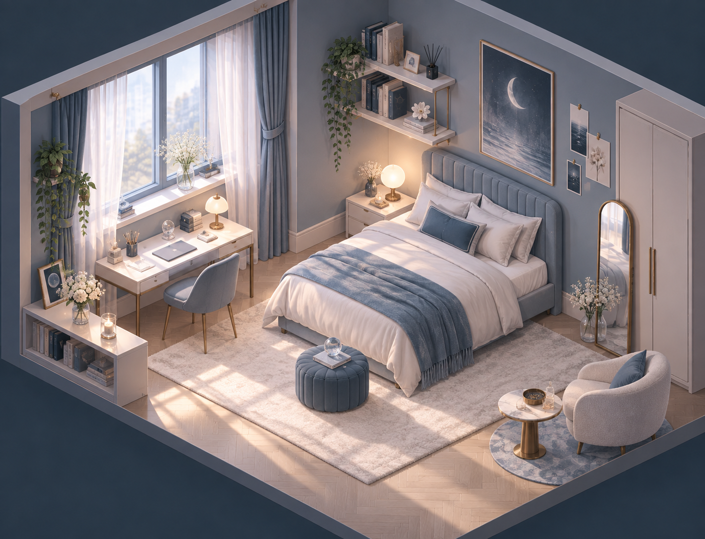 梦幻等距视角角色私人房间 — AI image creation