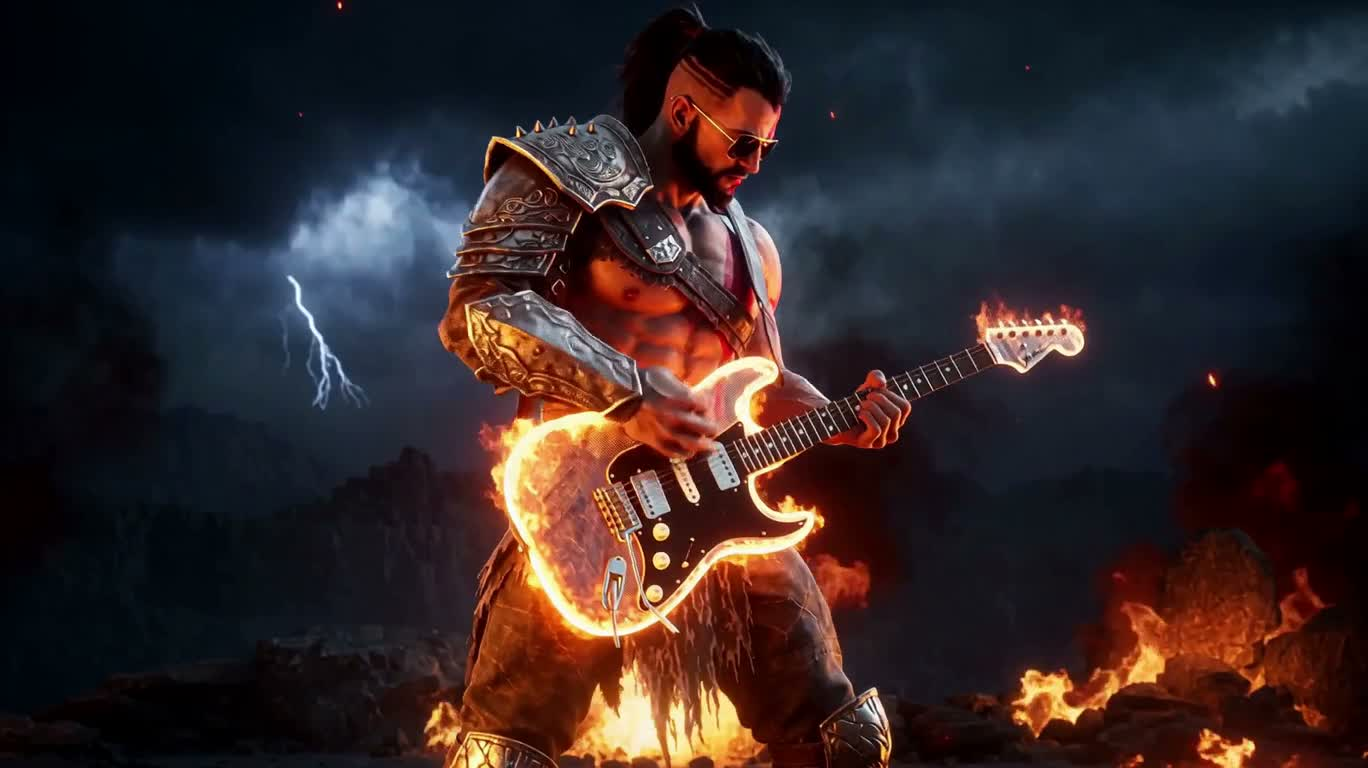 Rock divin de la guitare électrique enflammée