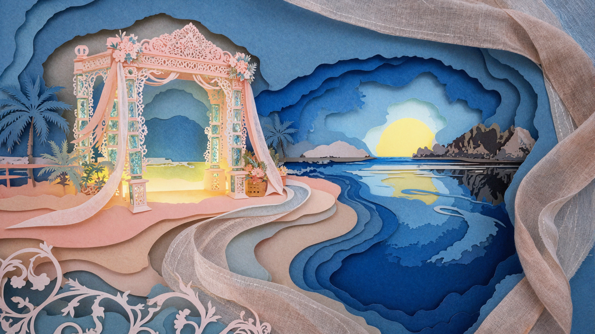 珊瑚のウェディングアーチ · 切り絵ライトボックス