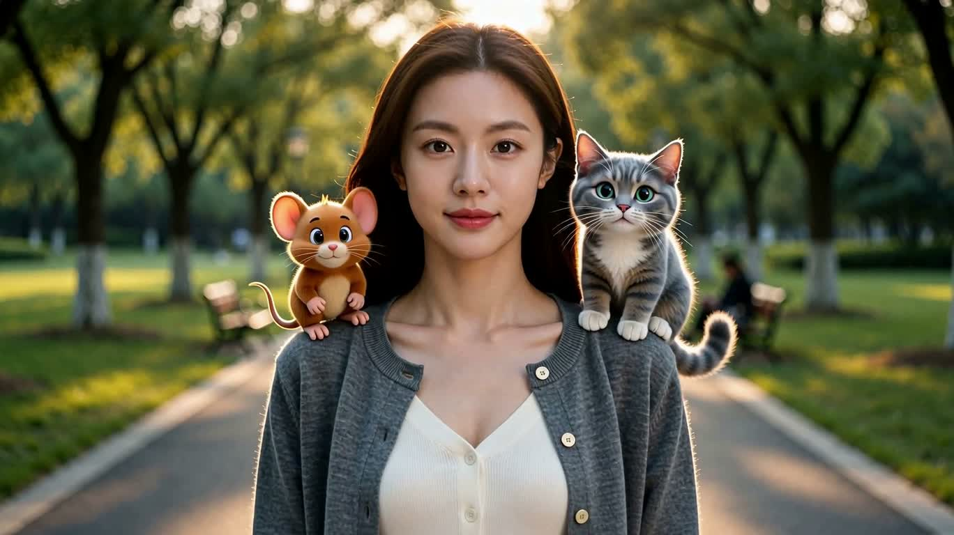 金色时光里的猫鼠追逐 — AI video creation