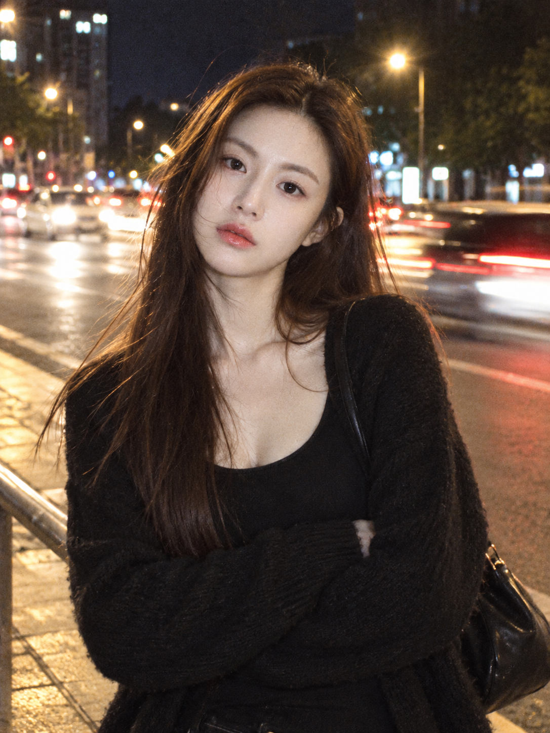 胶片质感女性夜间随拍 — AI image creation