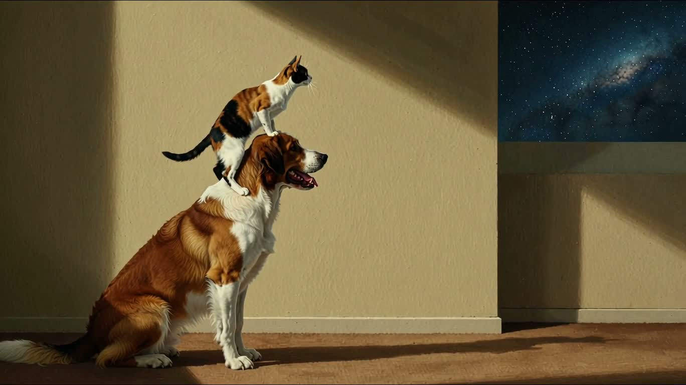 猫与狗凝望宇宙