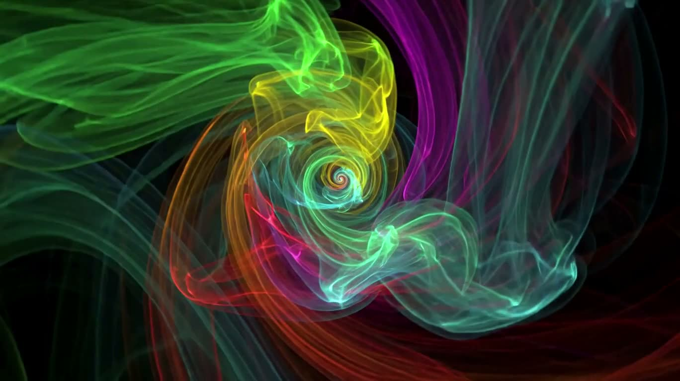 カラフルな煙のフィボナッチ螺旋 — AI video creation