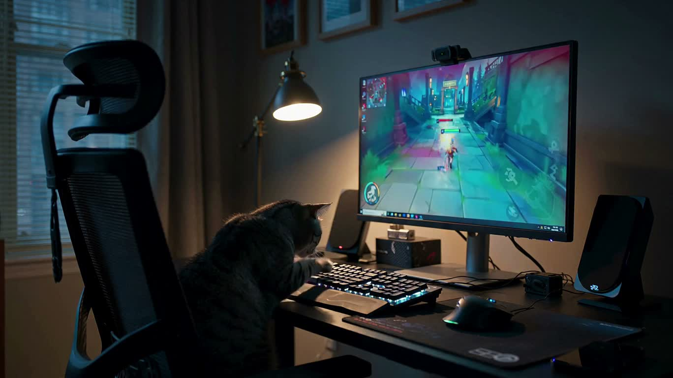 Момент окончания игры кота — AI video creation