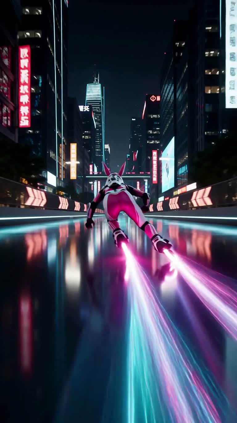 霓虹兔姬极速滑行赛 — AI video creation