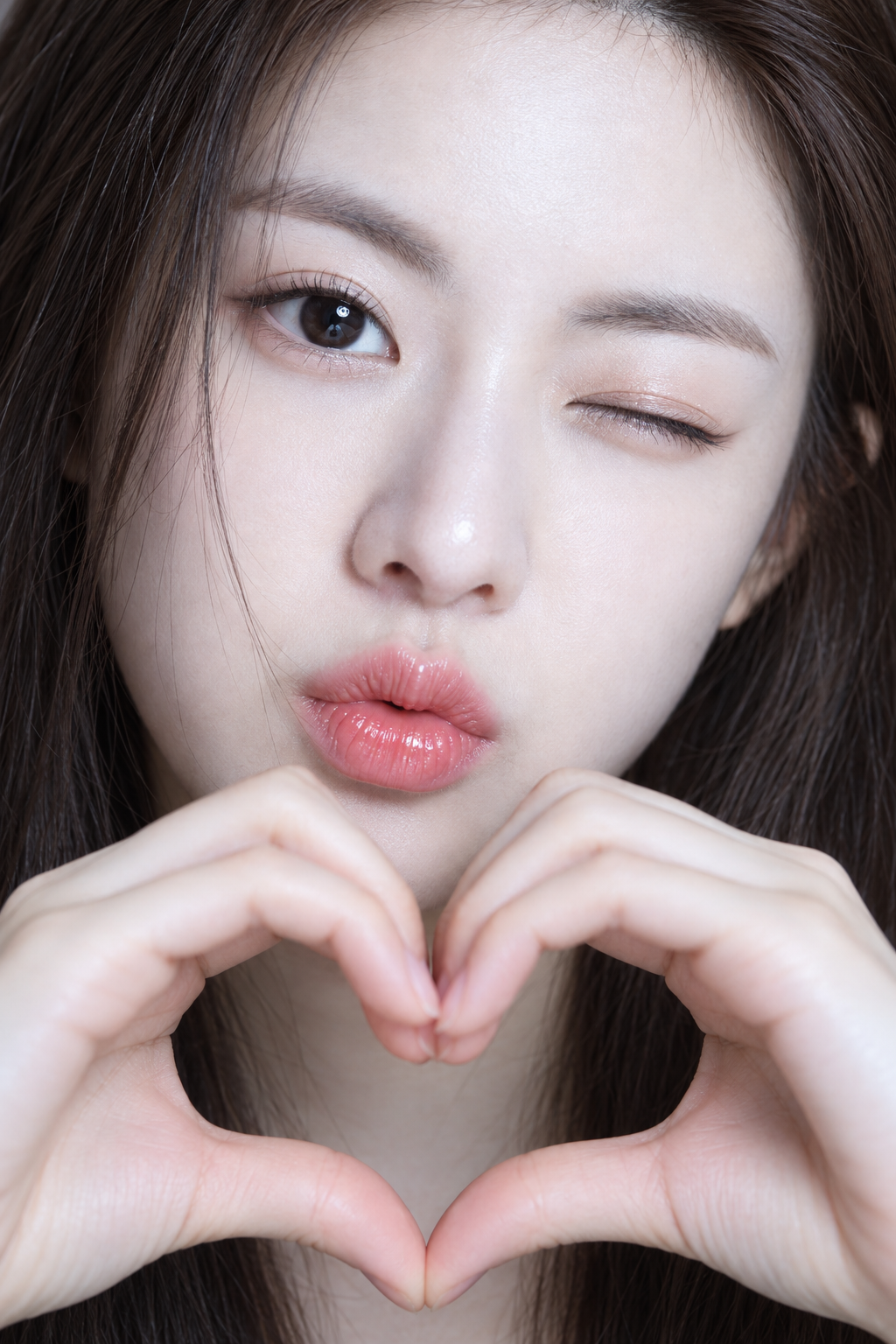 두 손으로 하트를 만드는 여자아이