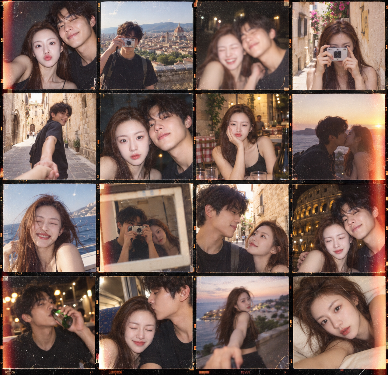 复古胶片情侣旅行相册 — AI image creation