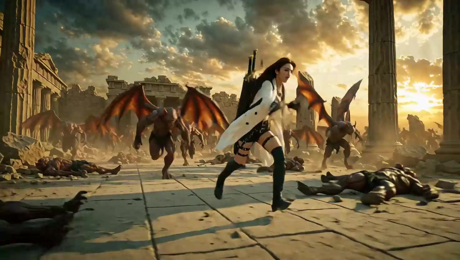 White-Robed Sword Formation Hunting the Winged Demon