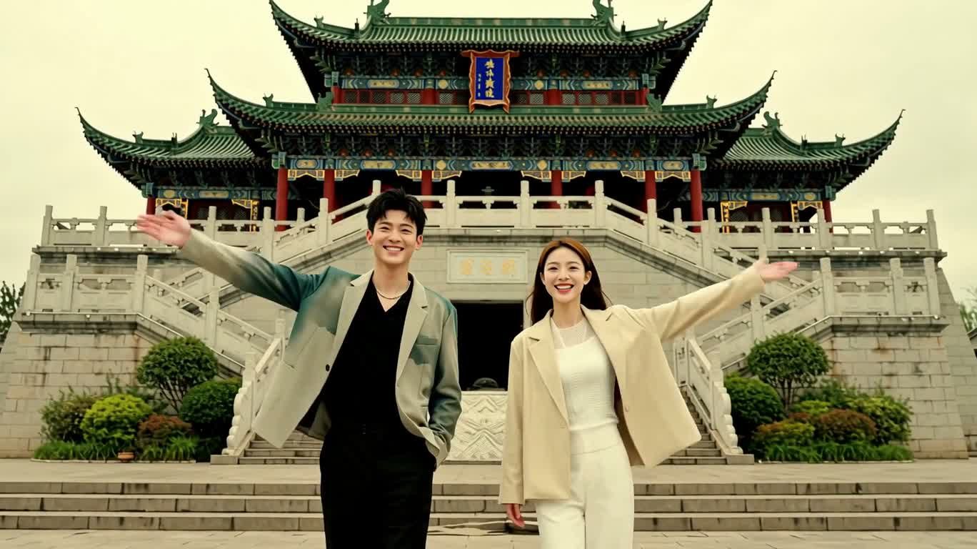 中国风情双人旅行短片 — AI video creation