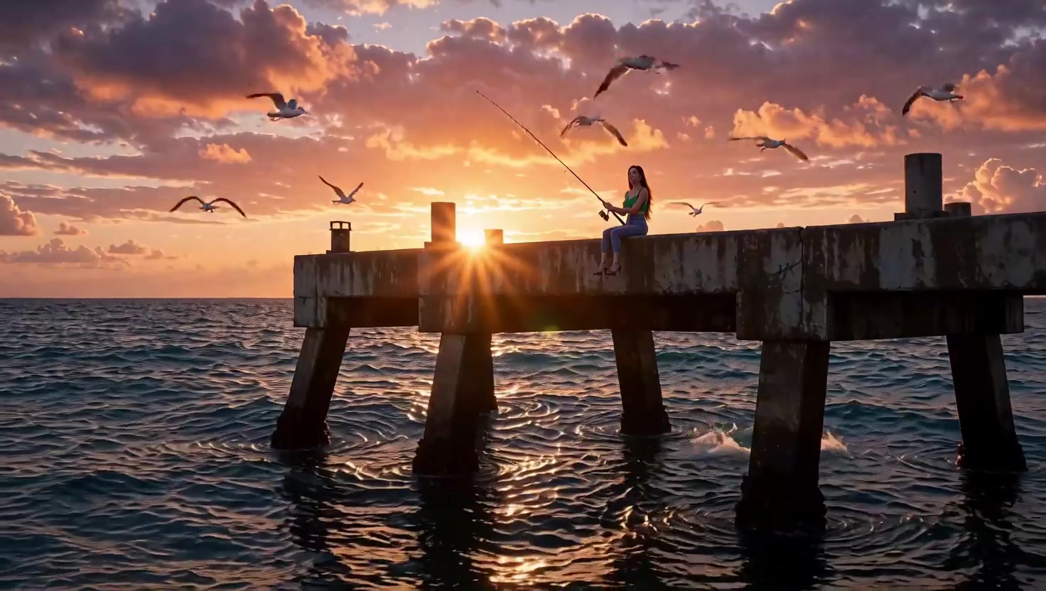 Sunset Sea Fishing and the Mechanical Ocean Warrior