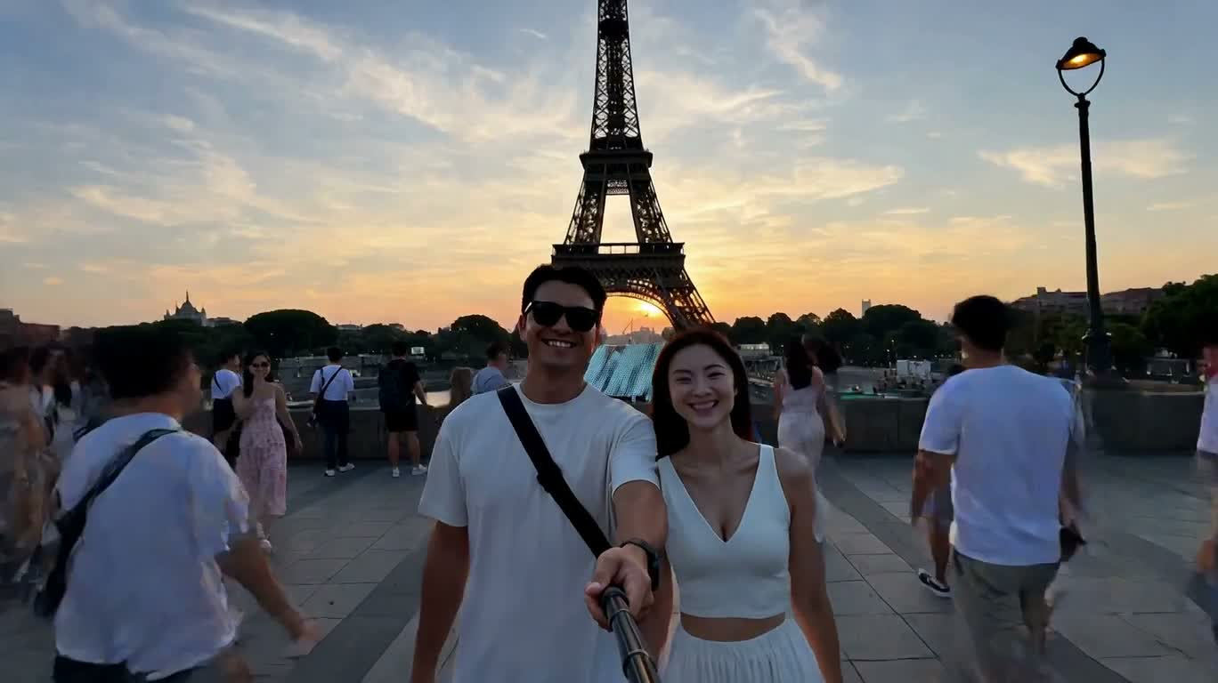 情侣环球地标自拍旅行快闪 — AI video creation