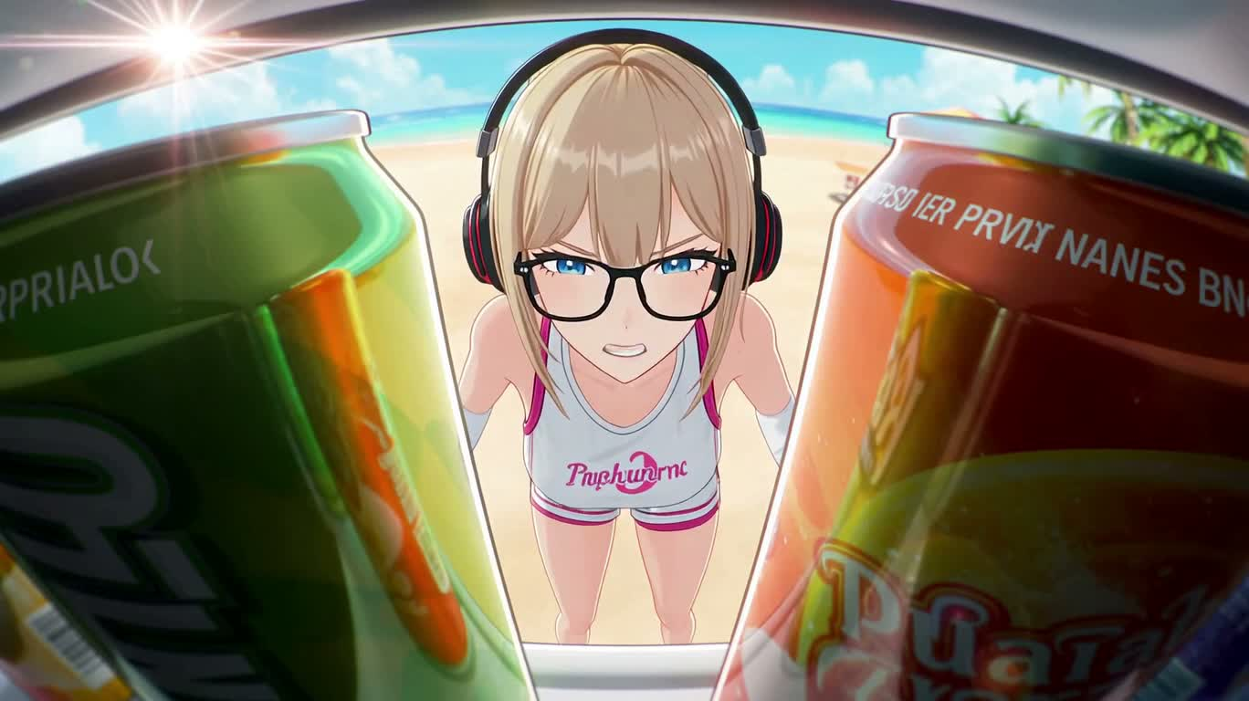 海滩饮料机失控升空 — AI video creation