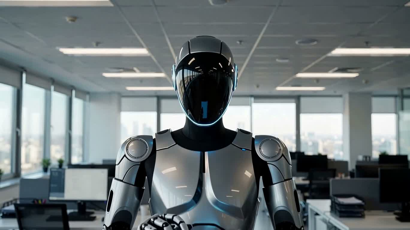 未来办公室中的人形机器人