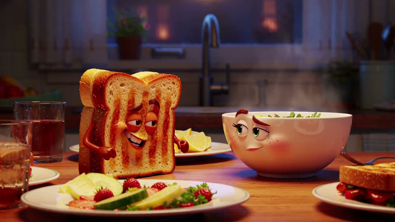 The Debate on the Comfort of Sandwiches and Thick Soup — AI video creation