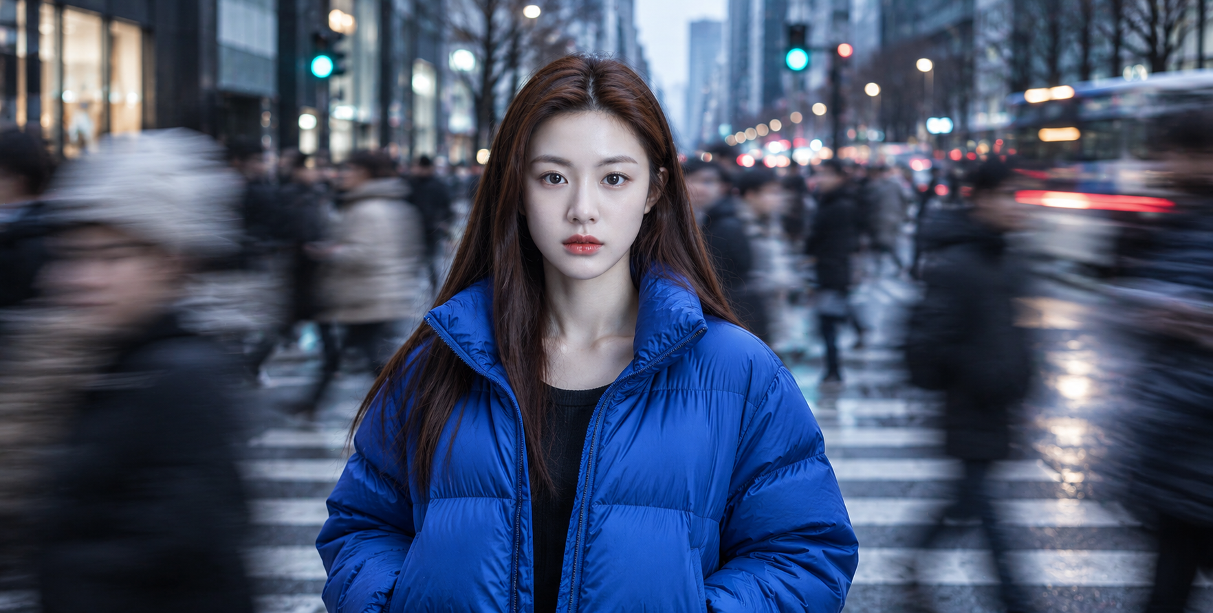 喧嚣人海中的静谧少女 — AI image creation