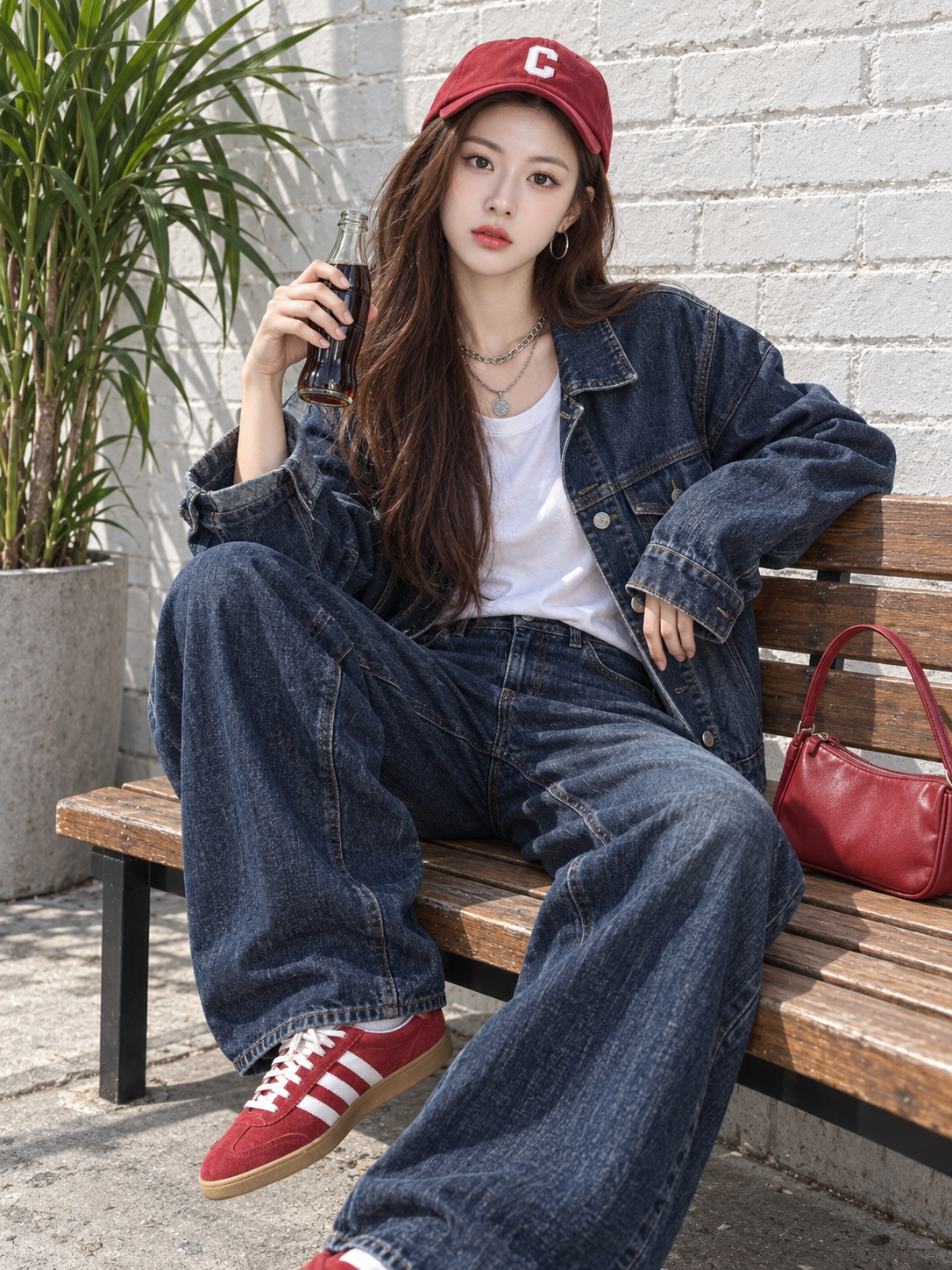手持可乐的酷飒街头女孩8K高清写真 — AI image creation