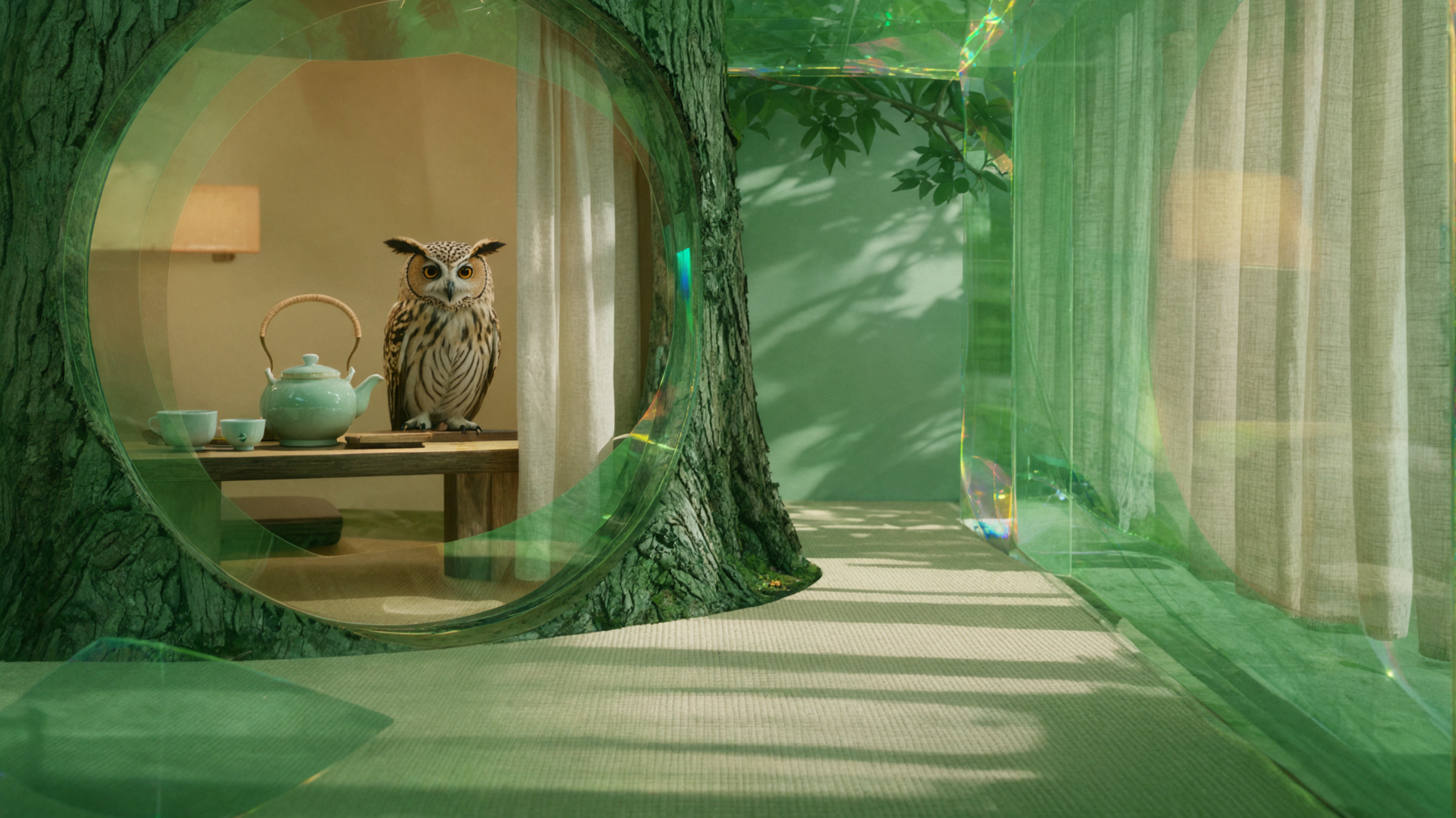 Owl Teahouse · Holographic Glass