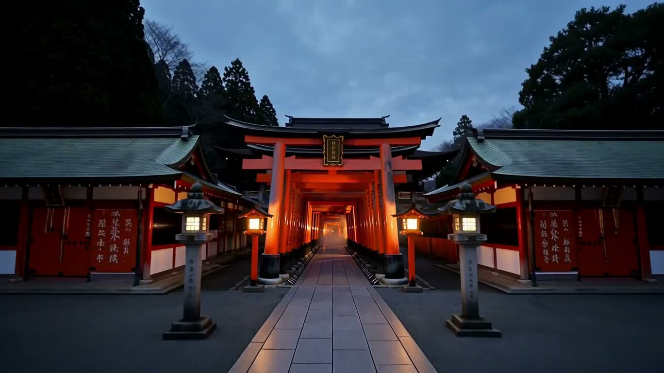伏见稻荷夜色千本鸟居之旅 — AI video creation