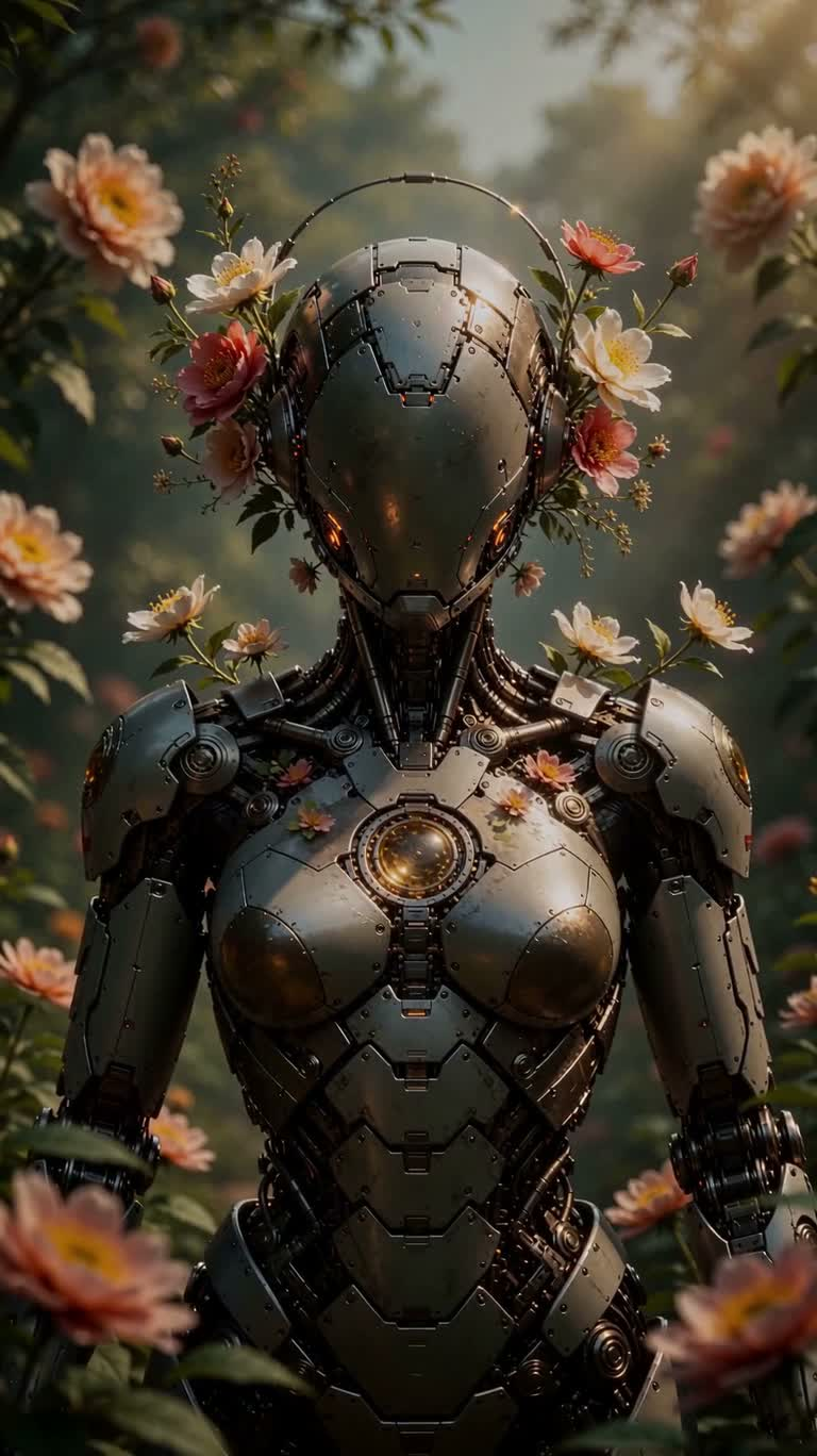 花卉机械宇航肖像 — AI video creation