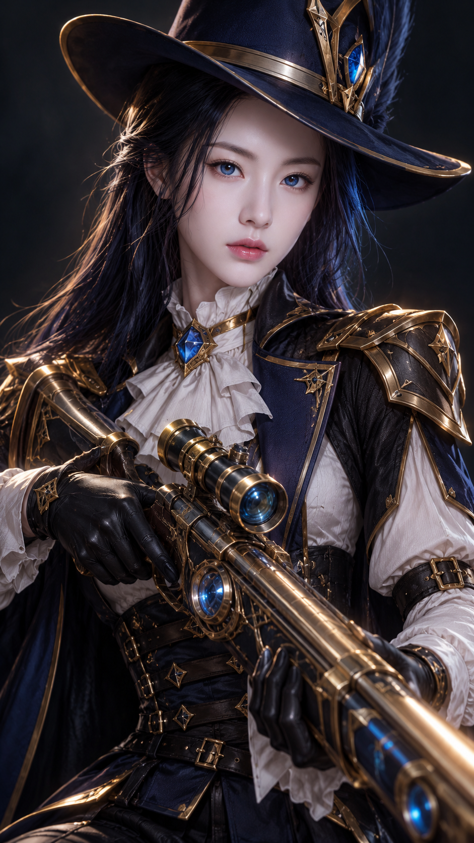 暗黑电影感皮城女警Caitlyn角色海报 — AI image creation