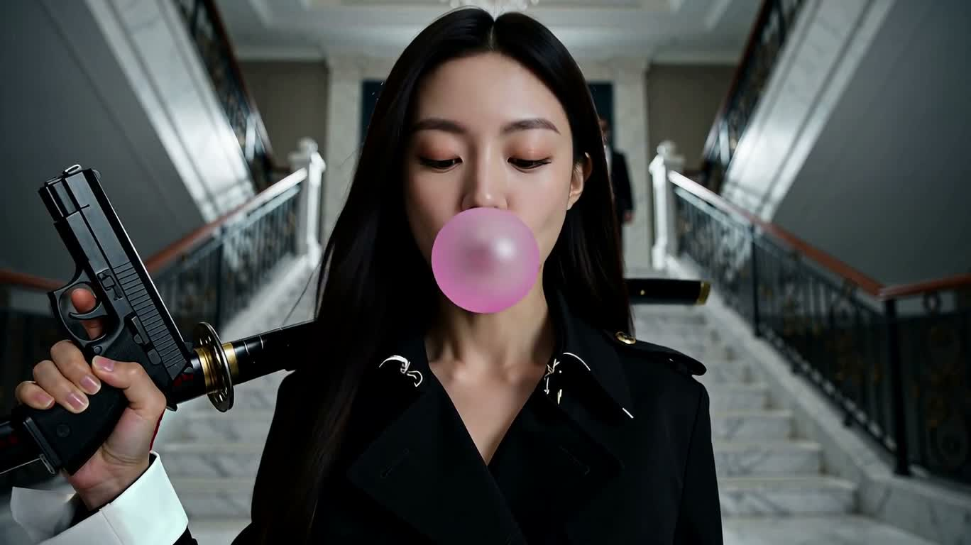 大理石大厅滑板剑士 — AI video creation