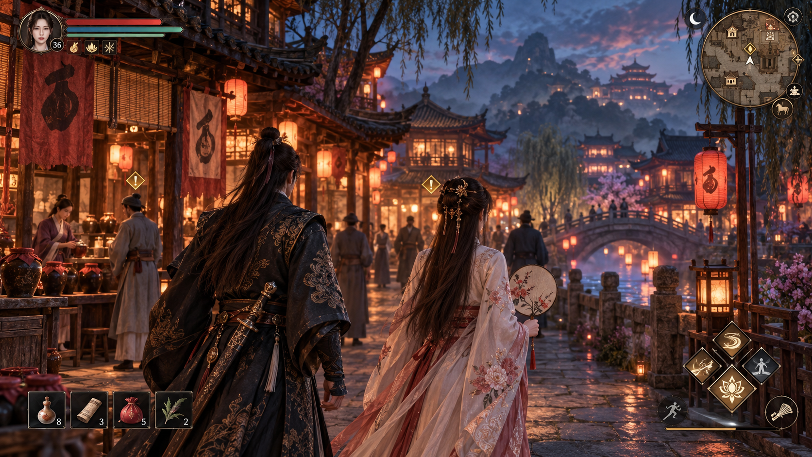 金瓶梅古代开放世界网游截图 — AI image creation