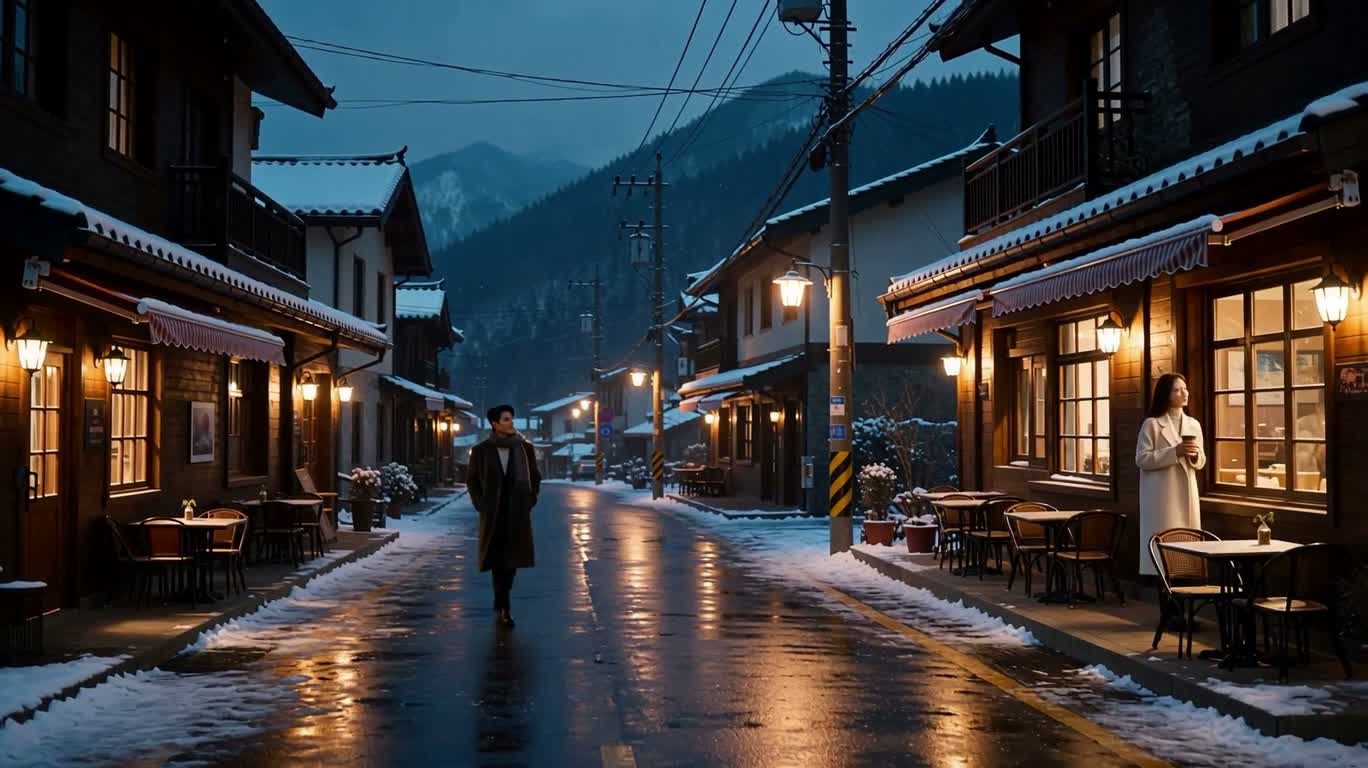雪夜同行的温暖相遇 — AI video creation