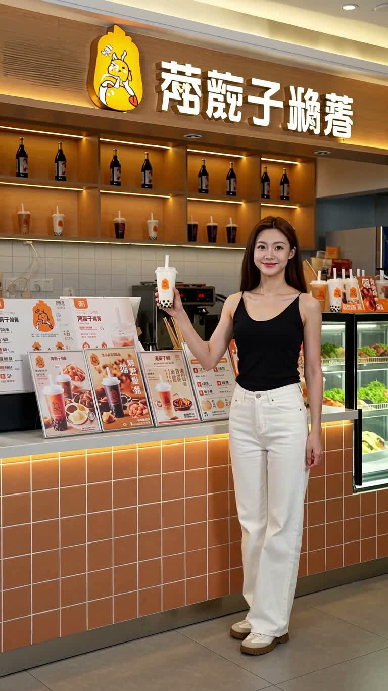 따뜻한 빛 흑당 버블 밀크티 광고