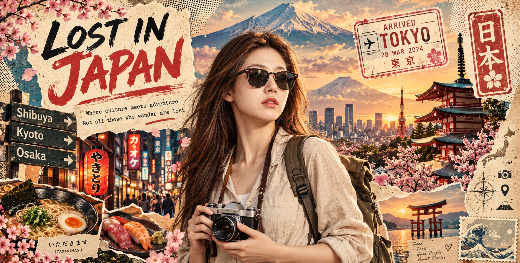 迷失在日本的高级旅行海报 — AI image creation