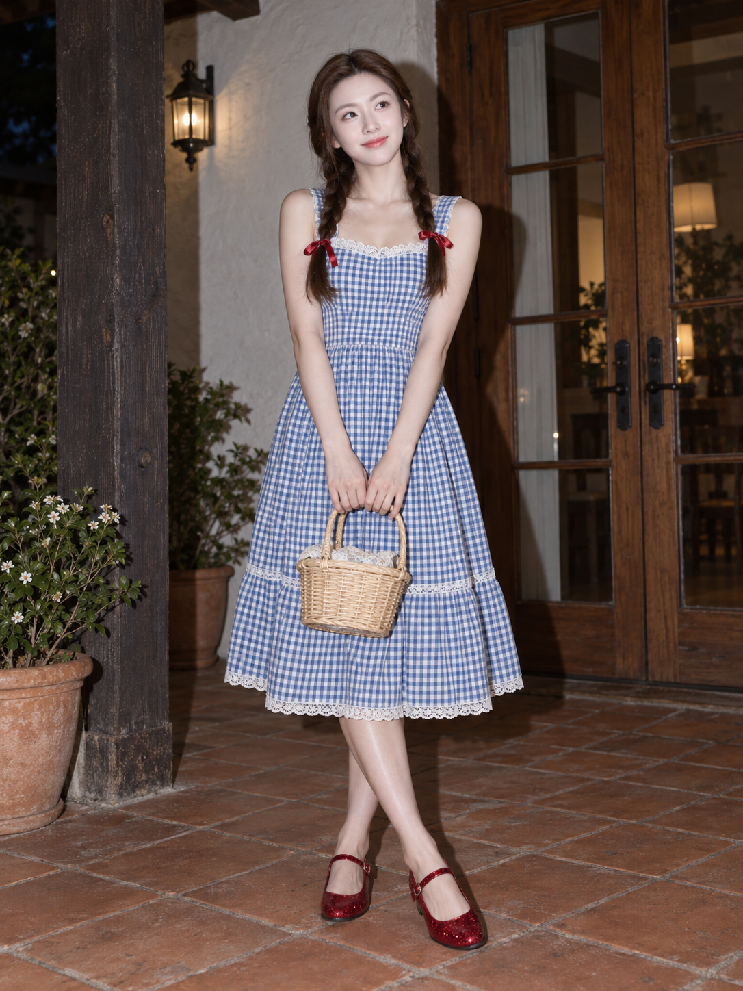 直闪光影下的成年女性童话风格肖像 — AI image creation