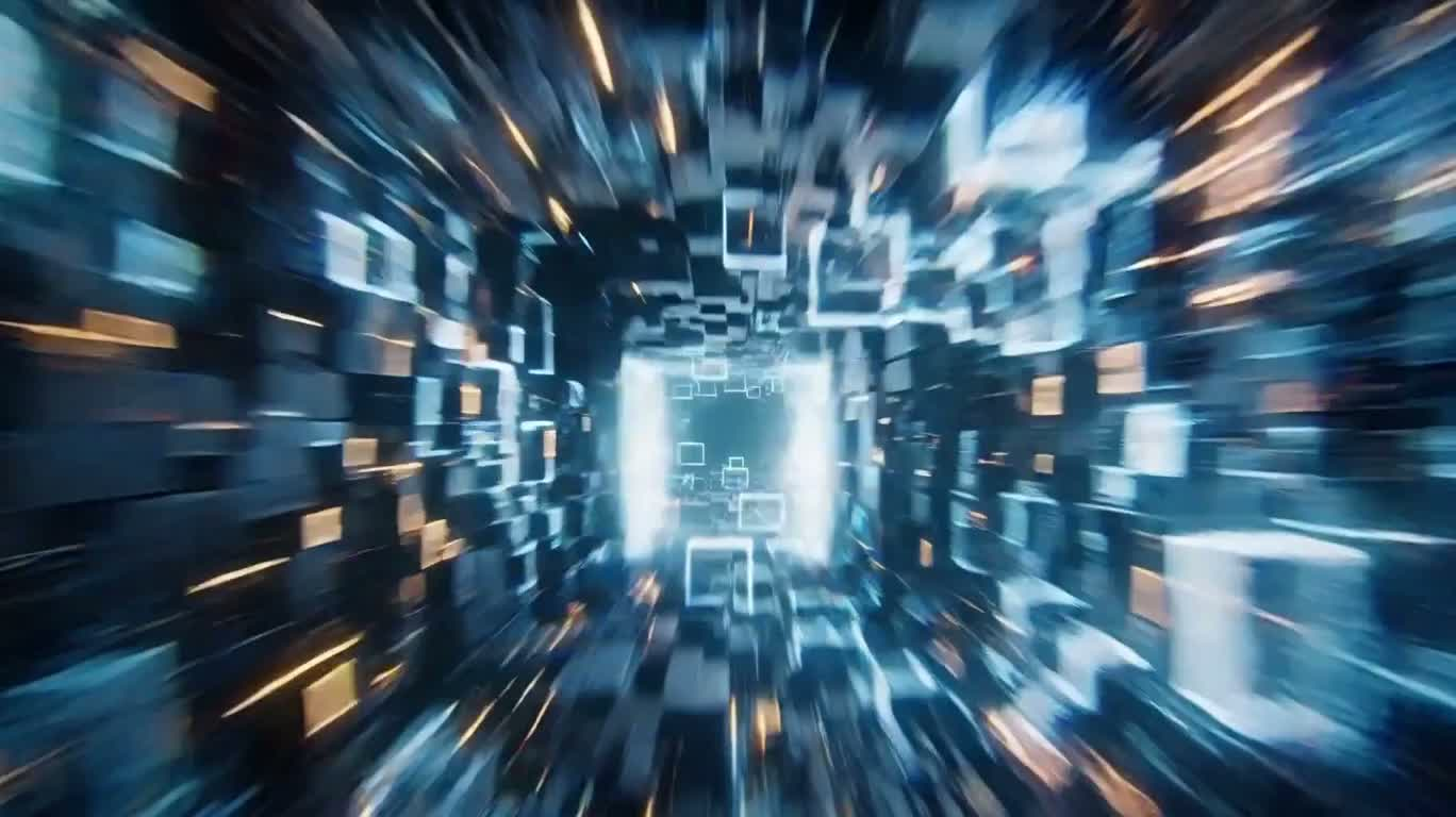 霓虹故障球鞋穿越数据流 — AI video creation