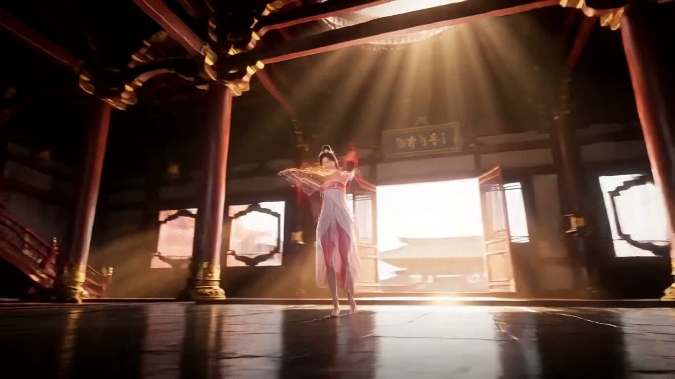 Ombre de flamme au temple ancien — AI video creation