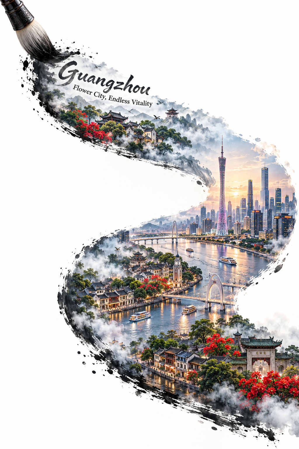 墨韵羊城微观立体海报 — AI image creation