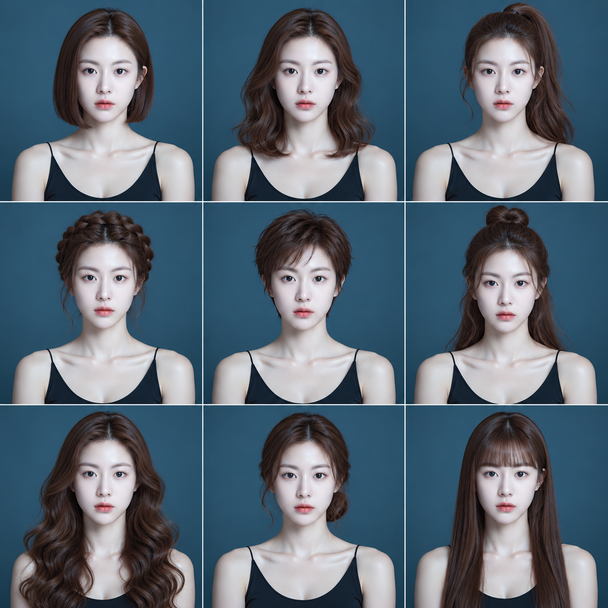 九宫格发型设计灵感合集 — AI image creation