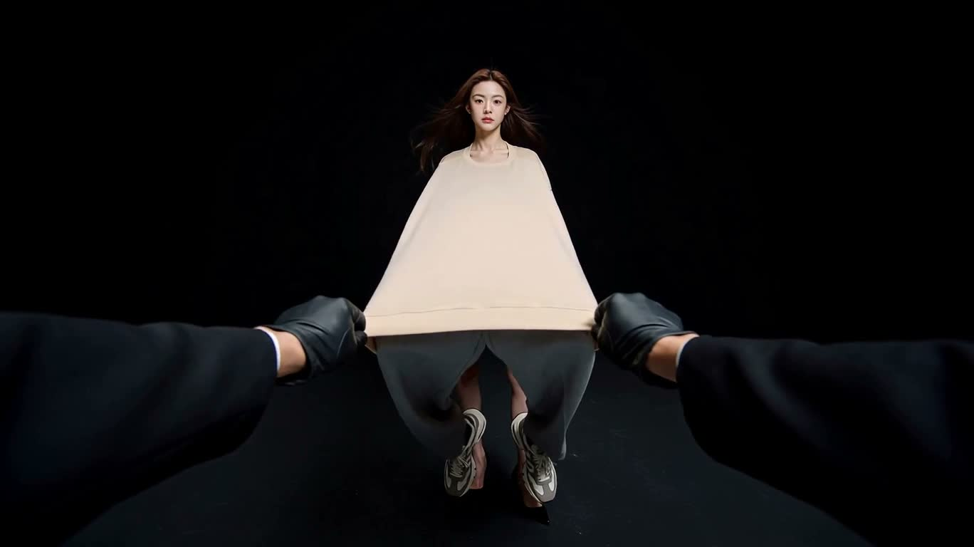 黑幕之上的奢华换装 — AI video creation