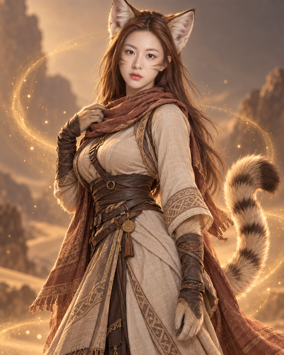 虚构催化变身后的成年沙丘猫角色 — AI image creation