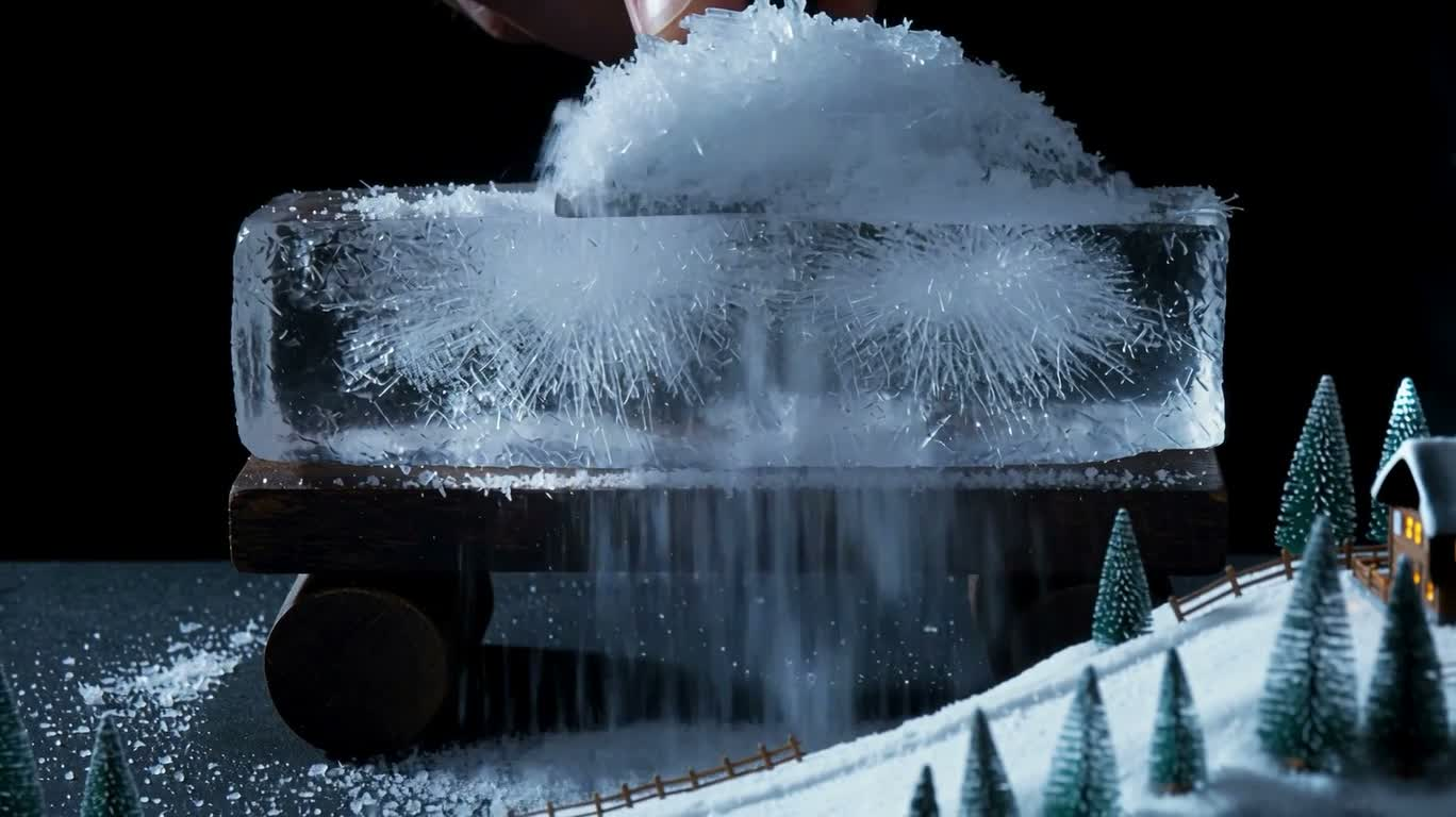 刨冰化作迷你滑雪坡的雪 — AI video creation