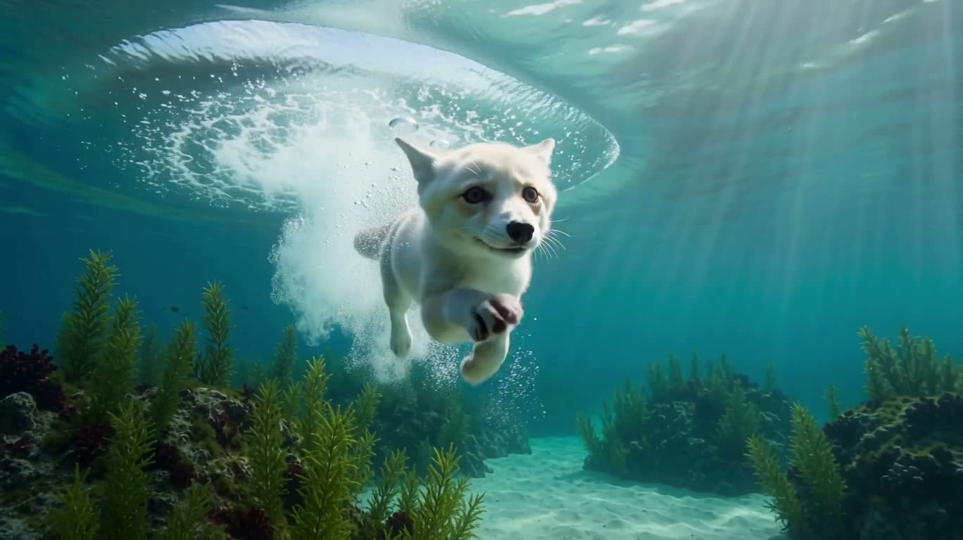 白狐宝宝的海底嬉游
