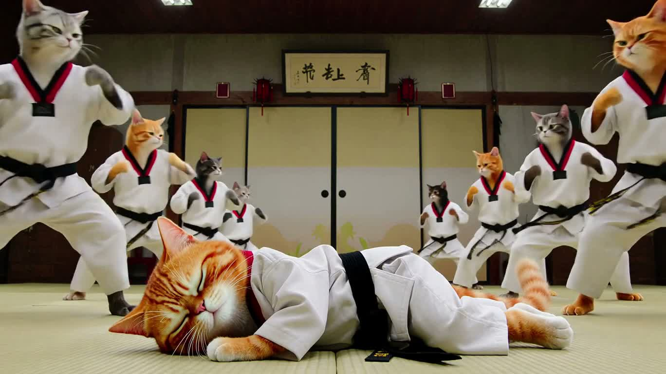 功夫猫的屋顶大逃亡 — AI video creation
