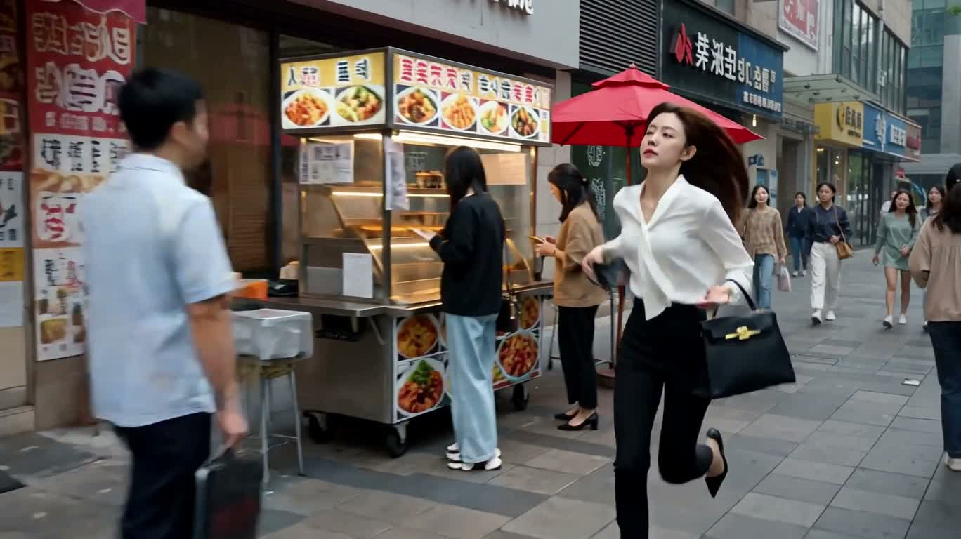 都市白领的最后冲刺 — AI video creation
