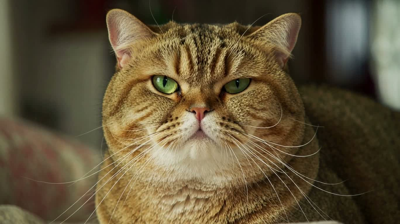Крупный план ленивого жёлтого кота