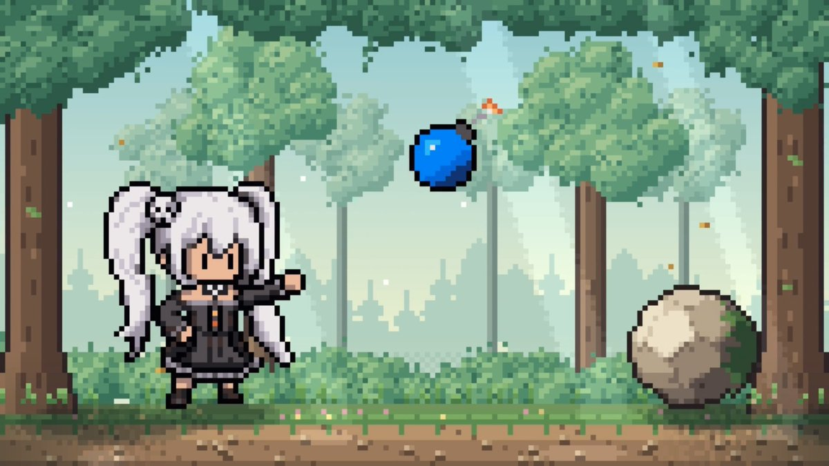 Pixel-art character rigged and animated by code